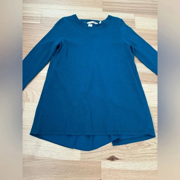 Soft surroundings M mixed media sweater tunic top in teal, wool blend - Picture 5 of 11